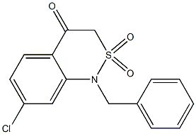 1-benzyl-7-chloro-1,2,3,4-tetrahydro-2lambda~6~,1-benzothiazine-2,2,4-trione Struktur