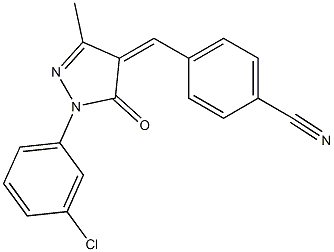 4-{[1-(3-chlorophenyl)-3-methyl-5-oxo-4,5-dihydro-1H-pyrazol-4-yliden]methyl}benzonitrile Struktur