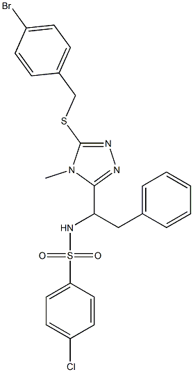 N-(1-{5-[(4-bromobenzyl)sulfanyl]-4-methyl-4H-1,2,4-triazol-3-yl}-2-phenylethyl)-4-chlorobenzenesulfonamide Struktur