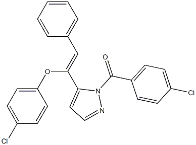 {5-[1-(4-chlorophenoxy)-2-phenylvinyl]-1H-pyrazol-1-yl}(4-chlorophenyl)methanone Struktur