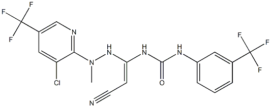 N-(1-{2-[3-chloro-5-(trifluoromethyl)-2-pyridinyl]-2-methylhydrazino}-2-cyanovinyl)-N'-[3-(trifluoromethyl)phenyl]urea Struktur