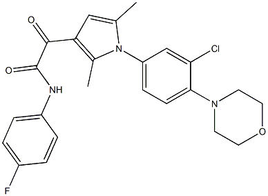 2-[1-(3-chloro-4-morpholinophenyl)-2,5-dimethyl-1H-pyrrol-3-yl]-N-(4-fluorophenyl)-2-oxoacetamide Struktur