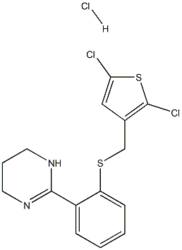 2-(2-{[(2,5-dichloro-3-thienyl)methyl]thio}phenyl)-1,4,5,6-tetrahydropyrimidine hydrochloride Struktur