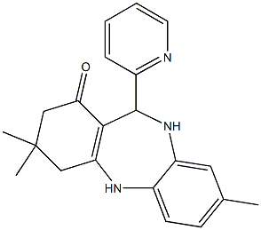 3,3,8-trimethyl-11-(2-pyridinyl)-2,3,4,5,10,11-hexahydro-1H-dibenzo[b,e][1,4]diazepin-1-one Struktur