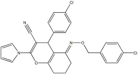 5-{[(4-chlorobenzyl)oxy]imino}-4-(4-chlorophenyl)-2-(1H-pyrrol-1-yl)-5,6,7,8-tetrahydro-4H-chromene-3-carbonitrile Struktur