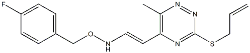 N-{(E)-2-[3-(allylsulfanyl)-6-methyl-1,2,4-triazin-5-yl]ethenyl}-O-(4-fluorobenzyl)hydroxylamine Struktur