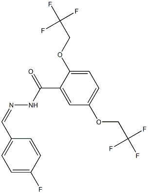 N'-[(Z)-(4-fluorophenyl)methylidene]-2,5-bis(2,2,2-trifluoroethoxy)benzenecarbohydrazide Struktur