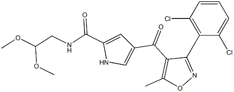 4-{[3-(2,6-dichlorophenyl)-5-methyl-4-isoxazolyl]carbonyl}-N-(2,2-dimethoxyethyl)-1H-pyrrole-2-carboxamide Struktur