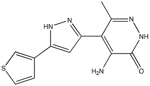 4-amino-6-methyl-5-[5-(3-thienyl)-1H-pyrazol-3-yl]-2,3-dihydropyridazin-3-one Struktur