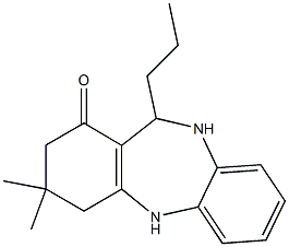 3,3-dimethyl-11-propyl-2,3,4,5,10,11-hexahydro-1H-dibenzo[b,e][1,4]diazepin-1-one Struktur