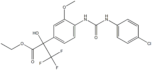 ethyl 2-(4-{[(4-chloroanilino)carbonyl]amino}-3-methoxyphenyl)-3,3,3-trifluoro-2-hydroxypropanoate Struktur