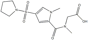 (methyl{[1-methyl-4-(pyrrolidin-1-ylsulfonyl)-1H-pyrrol-2-yl]carbonyl}amino)acetic acid Struktur