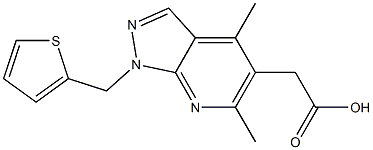 [4,6-dimethyl-1-(thien-2-ylmethyl)-1H-pyrazolo[3,4-b]pyridin-5-yl]acetic acid Struktur