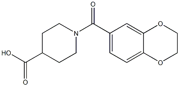 1-(2,3-dihydro-1,4-benzodioxin-6-ylcarbonyl)piperidine-4-carboxylic acid Struktur