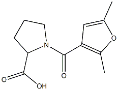 1-(2,5-dimethyl-3-furoyl)pyrrolidine-2-carboxylic acid Struktur