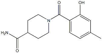 1-[(2-hydroxy-4-methylphenyl)carbonyl]piperidine-4-carboxamide Struktur