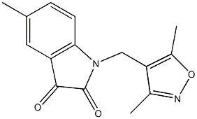 1-[(3,5-dimethyl-1,2-oxazol-4-yl)methyl]-5-methyl-2,3-dihydro-1H-indole-2,3-dione Struktur