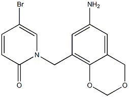 1-[(6-amino-2,4-dihydro-1,3-benzodioxin-8-yl)methyl]-5-bromo-1,2-dihydropyridin-2-one Struktur