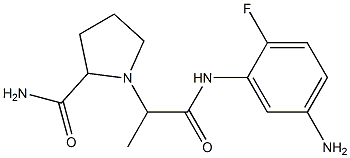 1-{1-[(5-amino-2-fluorophenyl)carbamoyl]ethyl}pyrrolidine-2-carboxamide Struktur