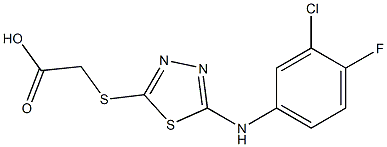 2-({5-[(3-chloro-4-fluorophenyl)amino]-1,3,4-thiadiazol-2-yl}sulfanyl)acetic acid Struktur