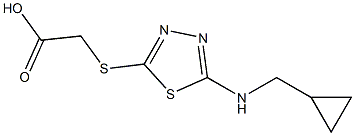 2-({5-[(cyclopropylmethyl)amino]-1,3,4-thiadiazol-2-yl}sulfanyl)acetic acid Struktur