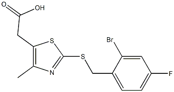 2-(2-{[(2-bromo-4-fluorophenyl)methyl]sulfanyl}-4-methyl-1,3-thiazol-5-yl)acetic acid Struktur