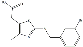 2-(2-{[(3-bromophenyl)methyl]sulfanyl}-4-methyl-1,3-thiazol-5-yl)acetic acid Struktur