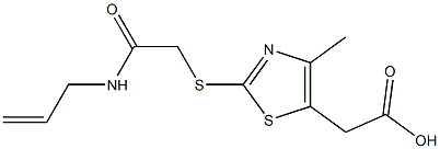 2-(4-methyl-2-{[(prop-2-en-1-ylcarbamoyl)methyl]sulfanyl}-1,3-thiazol-5-yl)acetic acid Struktur