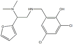 2,4-dichloro-6-({[2-(dimethylamino)-2-(furan-2-yl)ethyl]amino}methyl)phenol Struktur