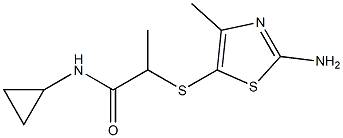 2-[(2-amino-4-methyl-1,3-thiazol-5-yl)sulfanyl]-N-cyclopropylpropanamide Struktur