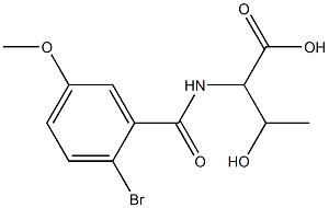 2-[(2-bromo-5-methoxybenzoyl)amino]-3-hydroxybutanoic acid Struktur