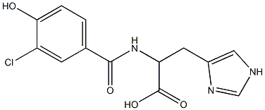 2-[(3-chloro-4-hydroxyphenyl)formamido]-3-(1H-imidazol-4-yl)propanoic acid Struktur