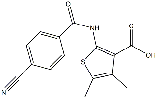 2-[(4-cyanobenzene)amido]-4,5-dimethylthiophene-3-carboxylic acid Struktur