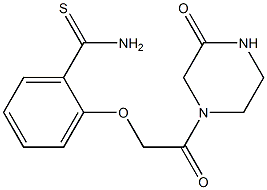 2-[2-oxo-2-(3-oxopiperazin-1-yl)ethoxy]benzenecarbothioamide Struktur