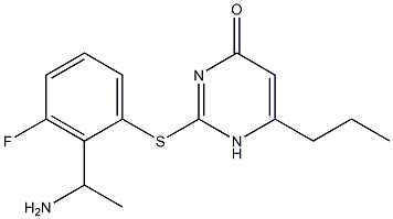 2-{[2-(1-aminoethyl)-3-fluorophenyl]sulfanyl}-6-propyl-1,4-dihydropyrimidin-4-one Struktur