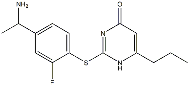 2-{[4-(1-aminoethyl)-2-fluorophenyl]sulfanyl}-6-propyl-1,4-dihydropyrimidin-4-one Struktur