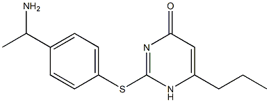 2-{[4-(1-aminoethyl)phenyl]sulfanyl}-6-propyl-1,4-dihydropyrimidin-4-one Struktur