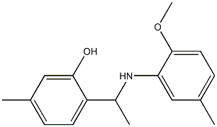 2-{1-[(2-methoxy-5-methylphenyl)amino]ethyl}-5-methylphenol Struktur