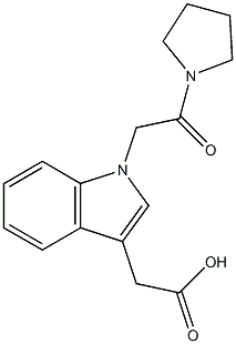 2-{1-[2-oxo-2-(pyrrolidin-1-yl)ethyl]-1H-indol-3-yl}acetic acid Struktur