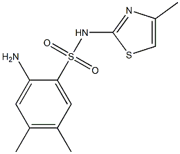 2-amino-4,5-dimethyl-N-(4-methyl-1,3-thiazol-2-yl)benzene-1-sulfonamide Struktur