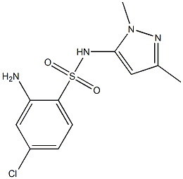 2-amino-4-chloro-N-(1,3-dimethyl-1H-pyrazol-5-yl)benzene-1-sulfonamide Struktur