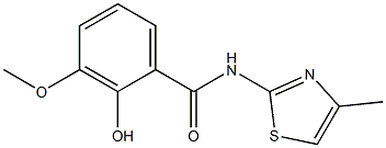 2-hydroxy-3-methoxy-N-(4-methyl-1,3-thiazol-2-yl)benzamide Struktur