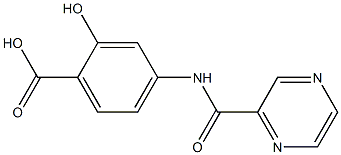 2-hydroxy-4-[(pyrazin-2-ylcarbonyl)amino]benzoic acid Struktur