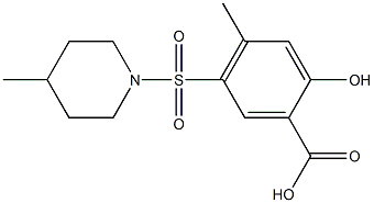 2-hydroxy-4-methyl-5-[(4-methylpiperidine-1-)sulfonyl]benzoic acid Struktur