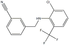 3-({[2-chloro-6-(trifluoromethyl)phenyl]amino}methyl)benzonitrile Struktur