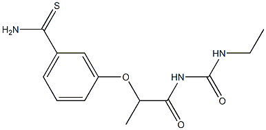 3-({1-[(ethylcarbamoyl)amino]-1-oxopropan-2-yl}oxy)benzene-1-carbothioamide Struktur