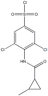 3,5-dichloro-4-[(2-methylcyclopropane)amido]benzene-1-sulfonyl chloride Struktur