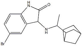 3-[(1-{bicyclo[2.2.1]heptan-2-yl}ethyl)amino]-5-bromo-2,3-dihydro-1H-indol-2-one Struktur