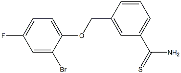 3-[(2-bromo-4-fluorophenoxy)methyl]benzenecarbothioamide Struktur