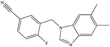 3-[(5,6-dimethyl-1H-1,3-benzodiazol-1-yl)methyl]-4-fluorobenzonitrile Struktur